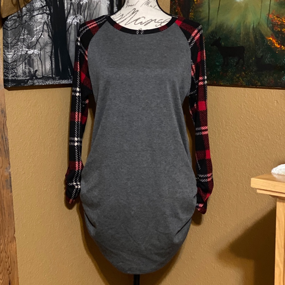 🎄Cute Raglan Sleeve Ruched Tunic Top - Picture 1 of 5
